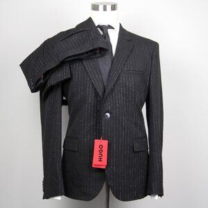 HUGO Black Pinstripe Suit